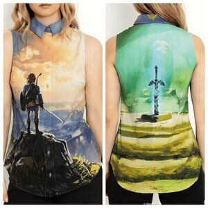 Legend of Zelda Blackmilk Multicolor Graphic Button Down Shirt
